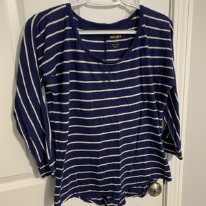 Navy and White Striped Long Sleeve Shirt